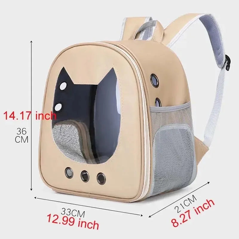 Pet Supplies Cat Carrier Bag PU Portable Travel Outdoor Backpack for Cat Small Dogs Transparent Breathable Carrying Shoulder Bag