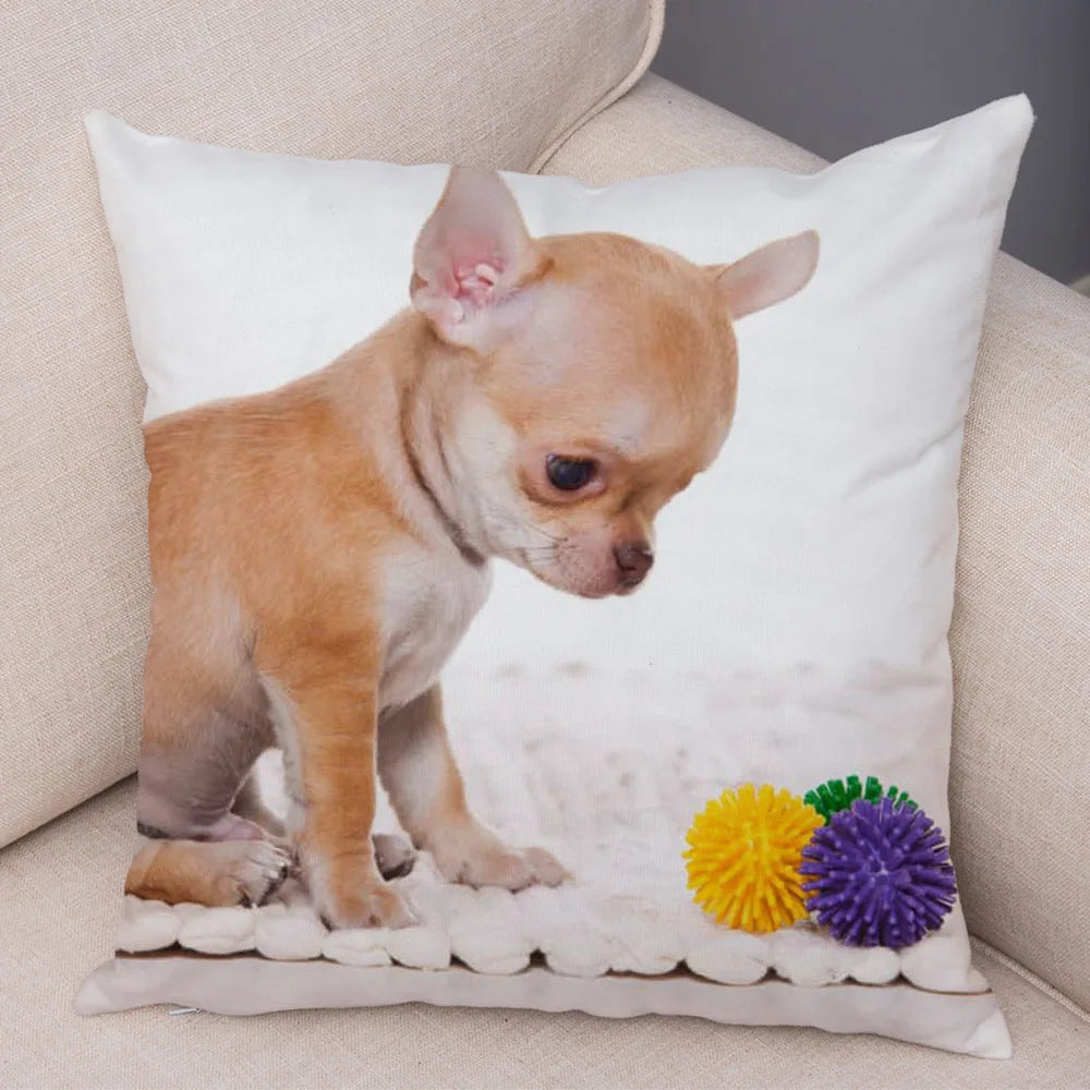 Cute Puppy Chihuahua Pillowcase Cushion Cover Car Sofa Home  Pet Animal  Decoration