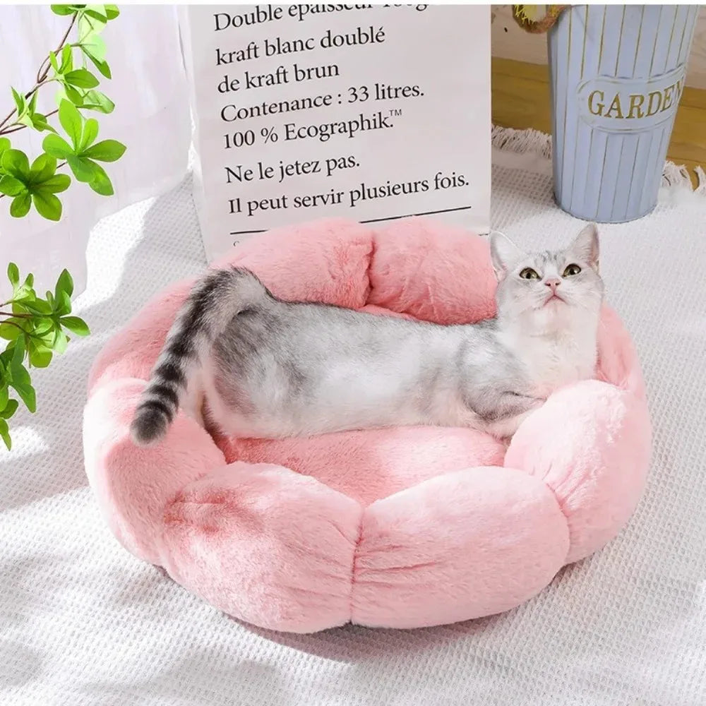 40CM Flower Soft Cat Bed Comfortable Sleep Pet Bed Cat Sleeping Mat Long Plush Dogs Basket Cushion Cat Mat Animals Sleeping Sofa