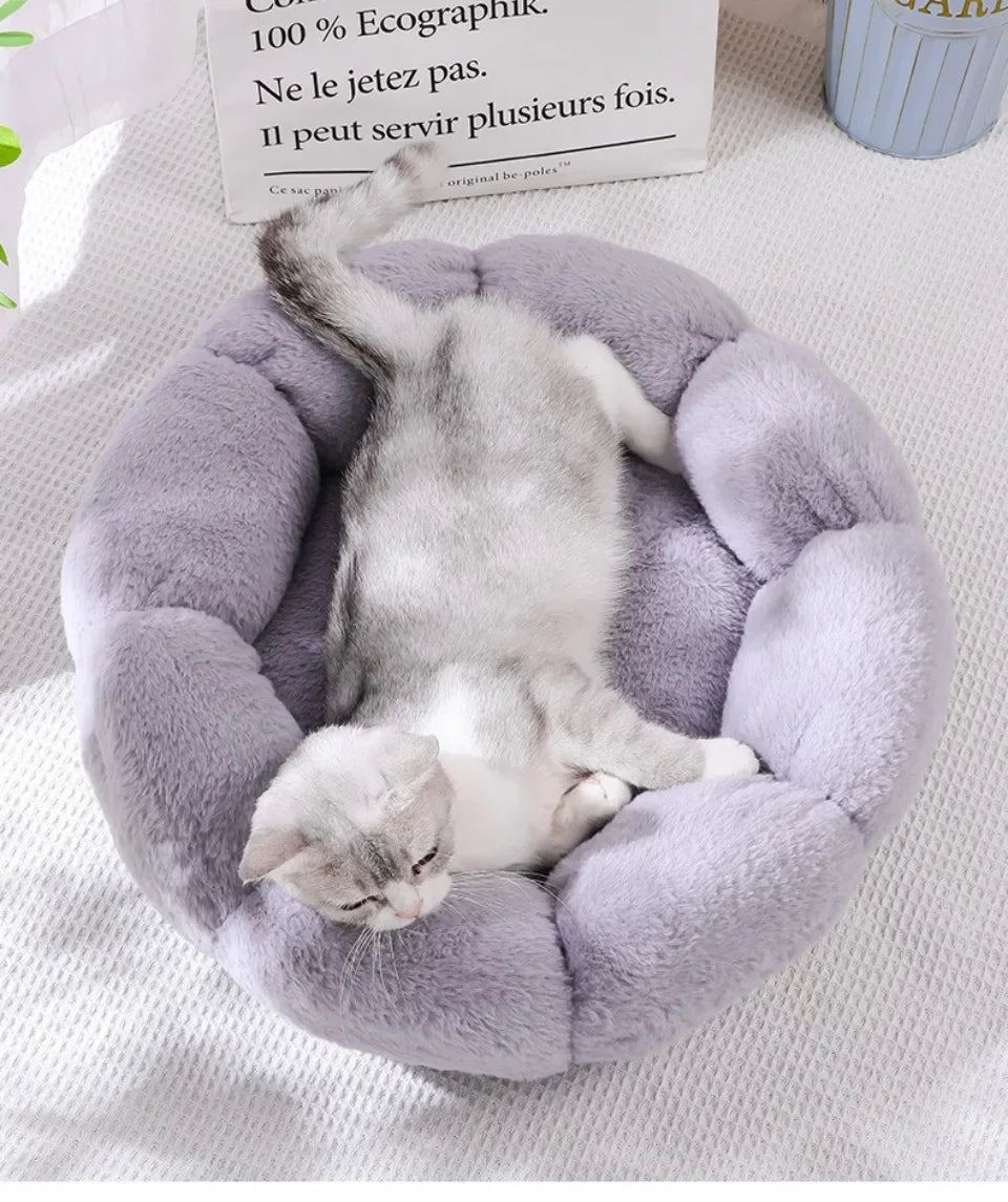 40CM Flower Soft Cat Bed Comfortable Sleep Pet Bed Cat Sleeping Mat Long Plush Dogs Basket Cushion Cat Mat Animals Sleeping Sofa