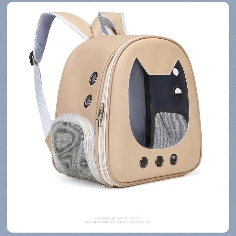Pet Supplies Cat Carrier Bag PU Portable Travel Outdoor Backpack for Cat Small Dogs Transparent Breathable Carrying Shoulder Bag