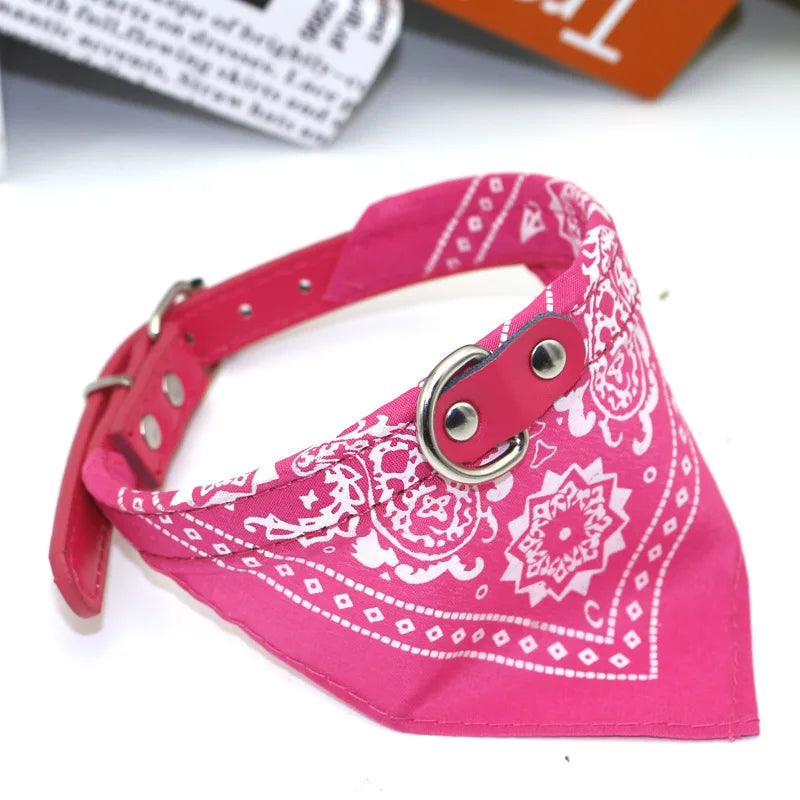 Classic Pet Cat Collar PU Leather Small Dog Scarf Adjustable Puppy Cats Neckerchief trigon Pet Collars Accessories