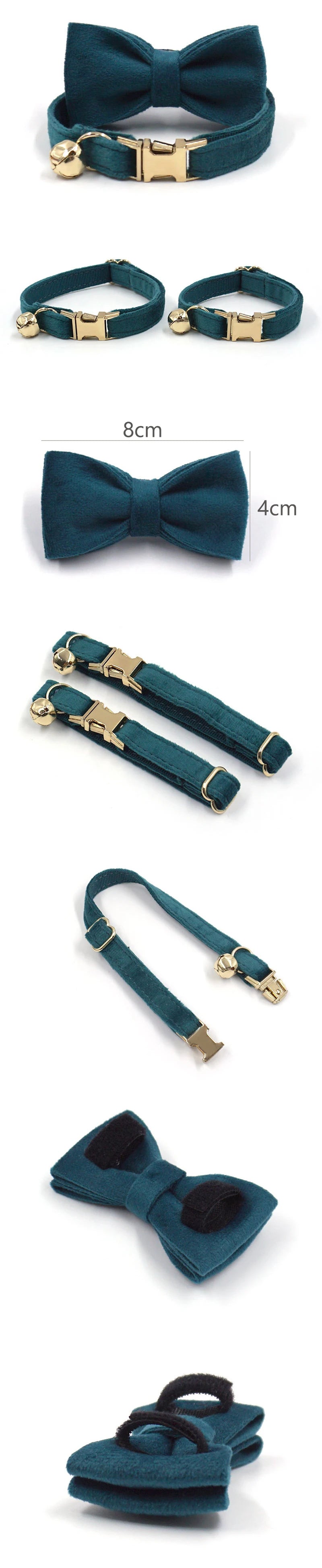 Personalized Cat Collar Velvet ID Engraving Name Tag Collar for Cat Necklace Puppy Kitten Bell Bow tie Custom Small Dog Collar