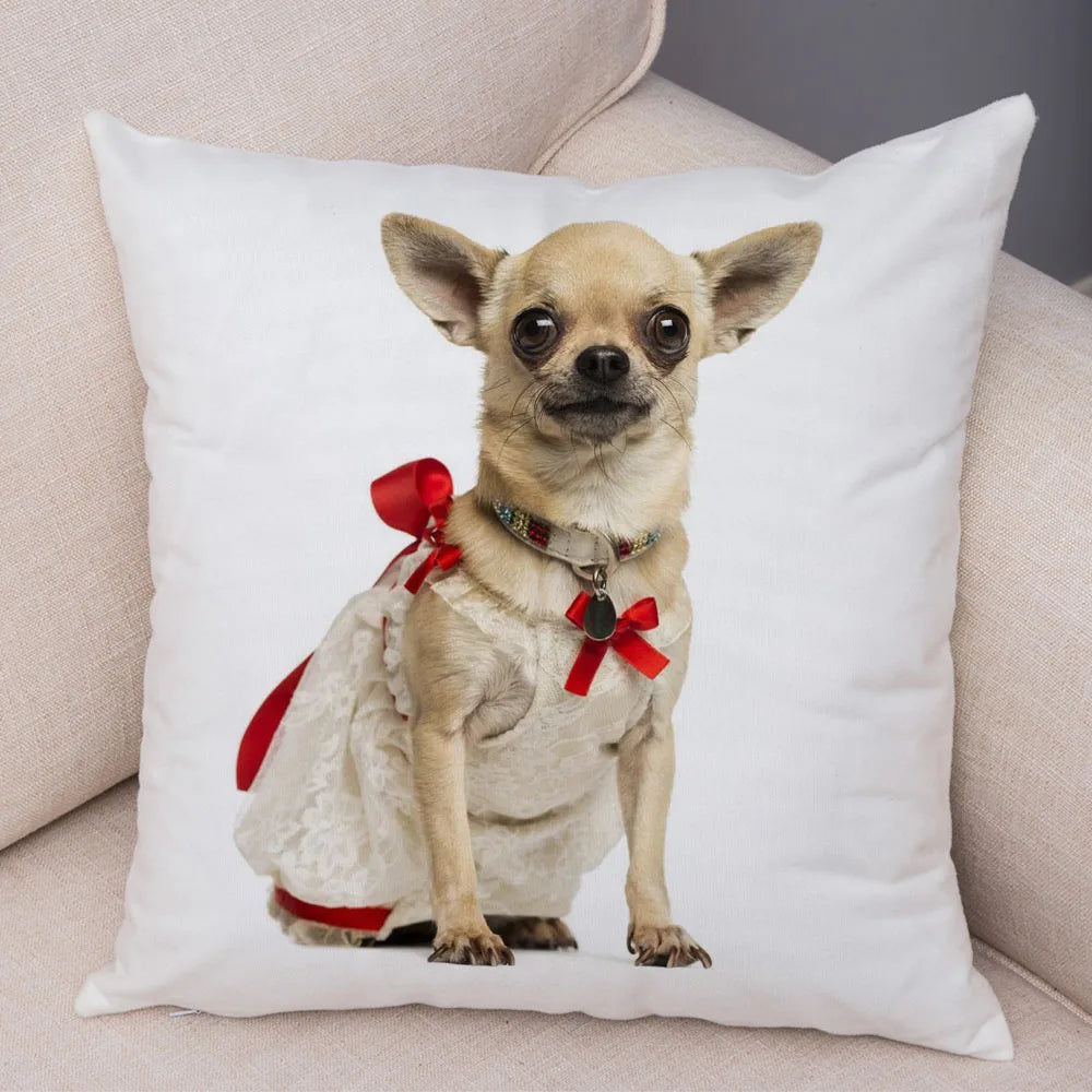 Cute Puppy Chihuahua Pillowcase Cushion Cover Car Sofa Home  Pet Animal  Decoration