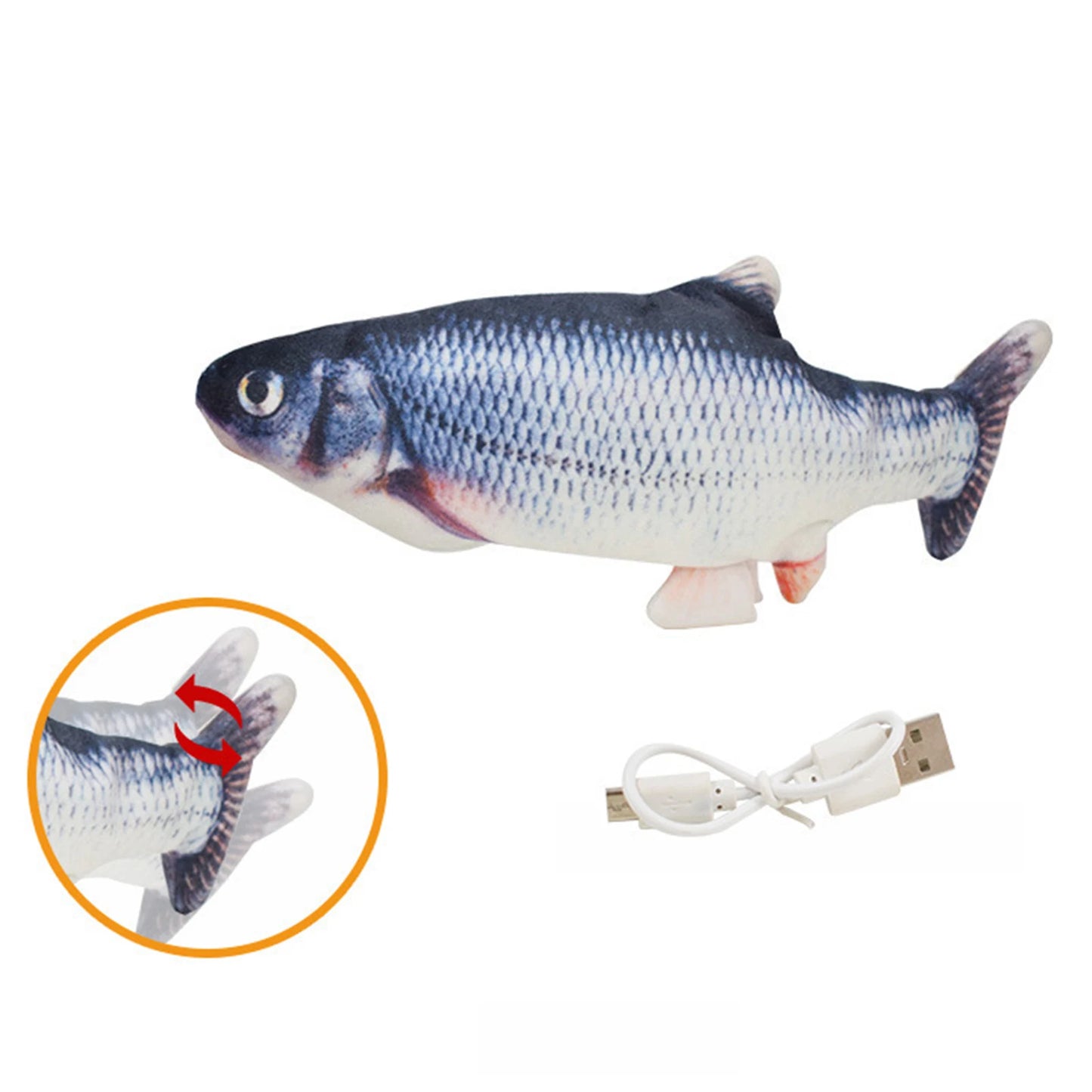 2025 New Portable Electric Moving Cat Fish Toy Interactive Flopping Self-Moving Fish Toy USB Charging for Cats/Puppy/Small Dogs
