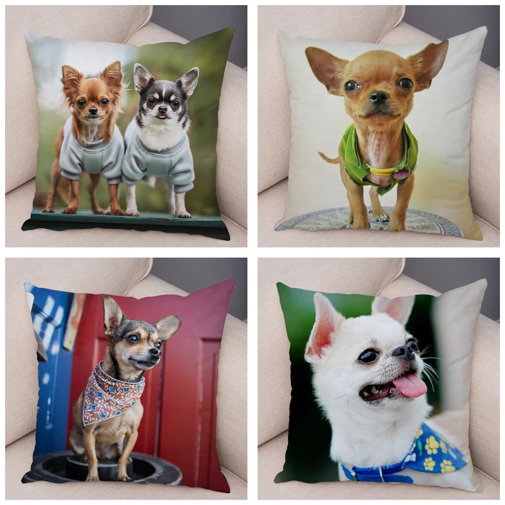 Cute Puppy Chihuahua Pillowcase Cushion Cover Car Sofa Home  Pet Animal  Decoration
