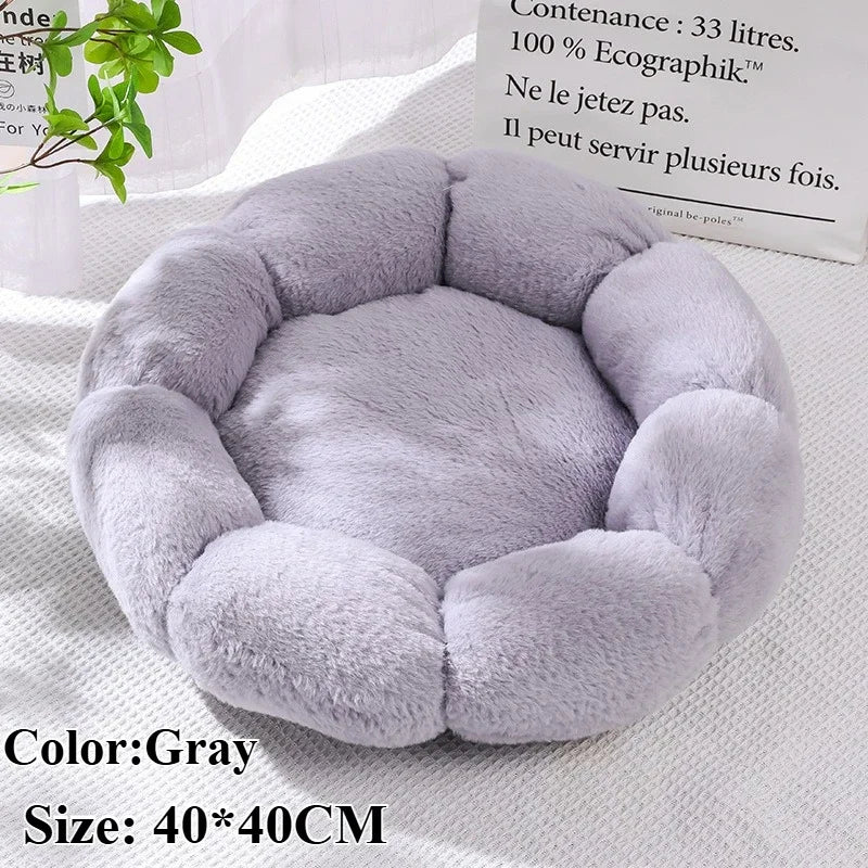 40CM Flower Soft Cat Bed Comfortable Sleep Pet Bed Cat Sleeping Mat Long Plush Dogs Basket Cushion Cat Mat Animals Sleeping Sofa