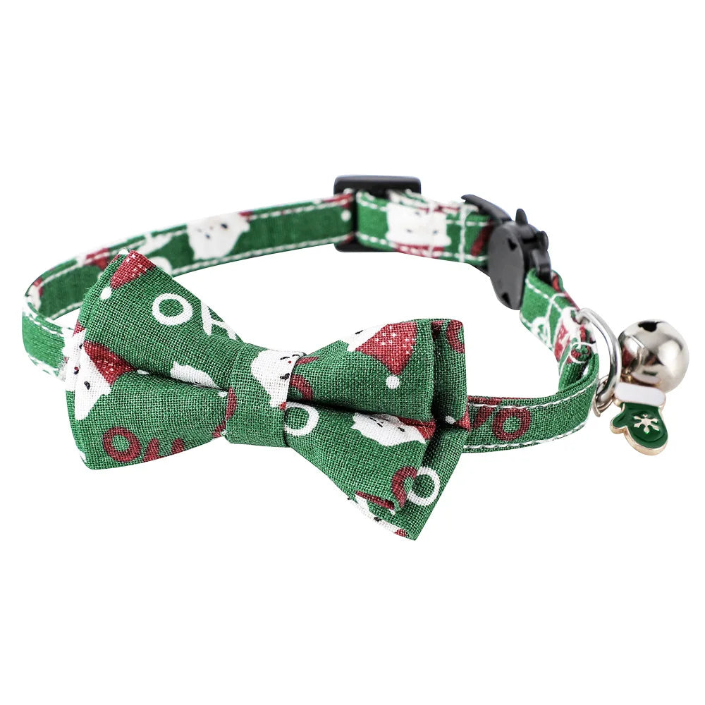 TONG Christmas Cat Collars with Bandana Bell Cat Bandana Collar with Removable Scarf Cat Christmas Collar for Cats