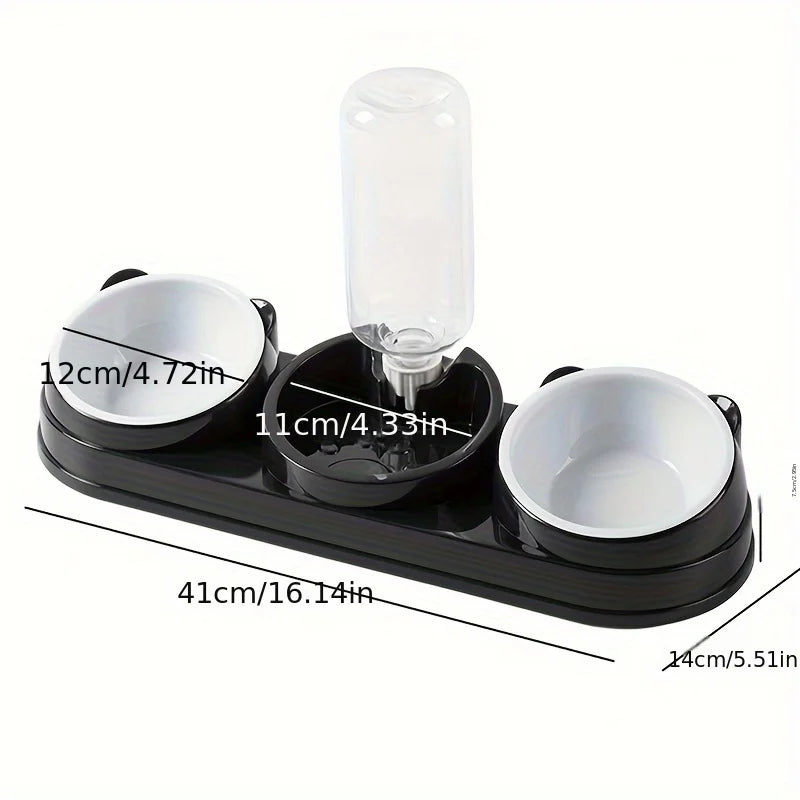 3 in 1 Cat Feeder for Cats Small Dogs 15 Degrees Raised Cat Bowls Cat bowl Automatic Cat Water Bottle Pet Supplies