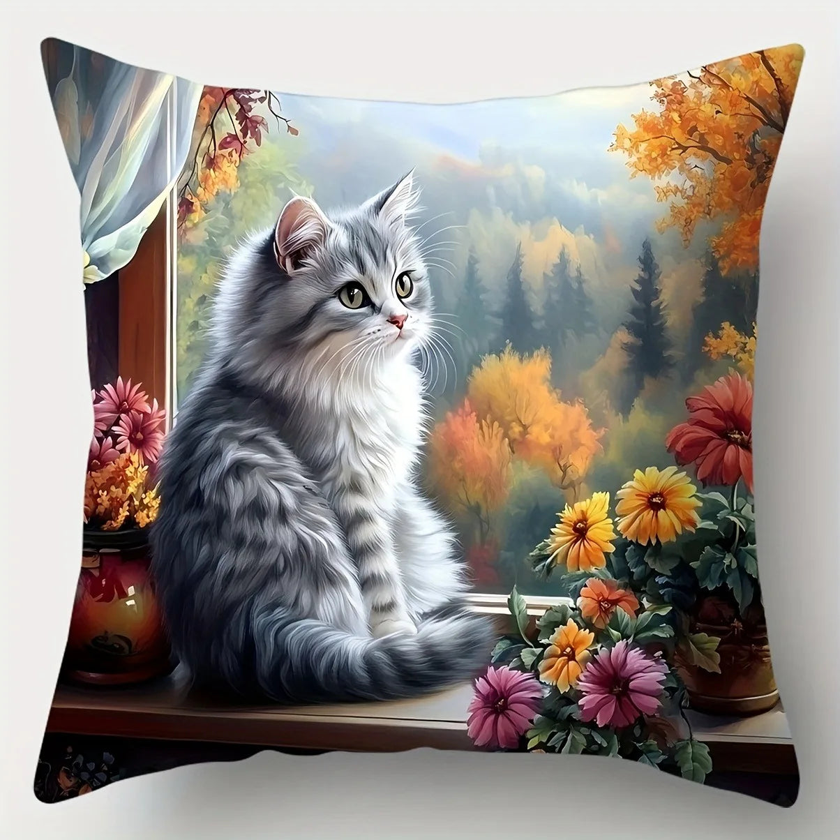 Charming Cat - themed Pillowcases CollectionLiving room sofa cushion cover, soft and comfortable, bedroom room decoration