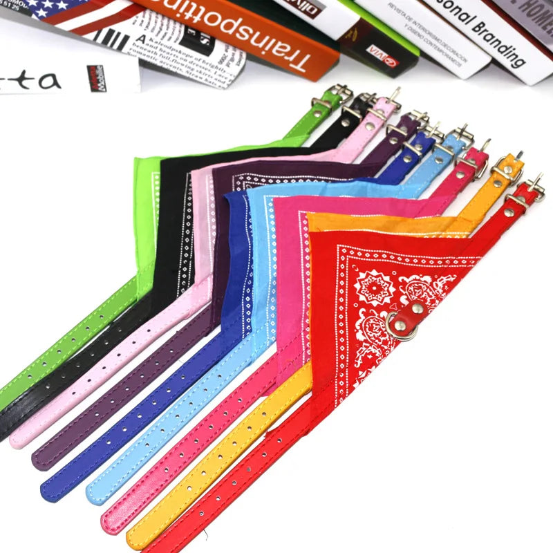 Classic Pet Cat Collar PU Leather Small Dog Scarf Adjustable Puppy Cats Neckerchief trigon Pet Collars Accessories