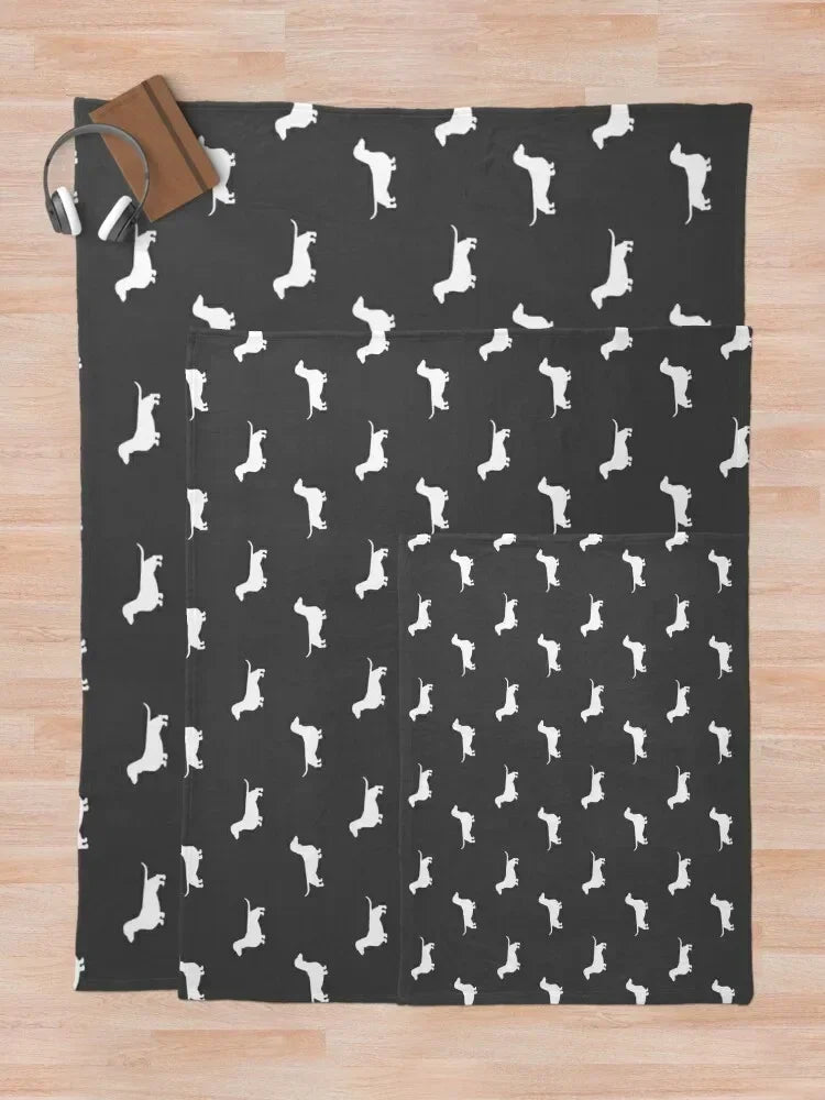 Dachshund Silhouette(s) | Wiener Dog | Smooth Coated Doxie Throw Blanket Warm Vintage blankets ands Blankets