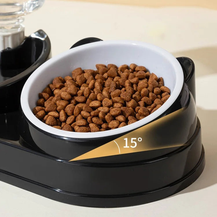3 in 1 Cat Feeder for Cats Small Dogs 15 Degrees Raised Cat Bowls Cat bowl Automatic Cat Water Bottle Pet Supplies