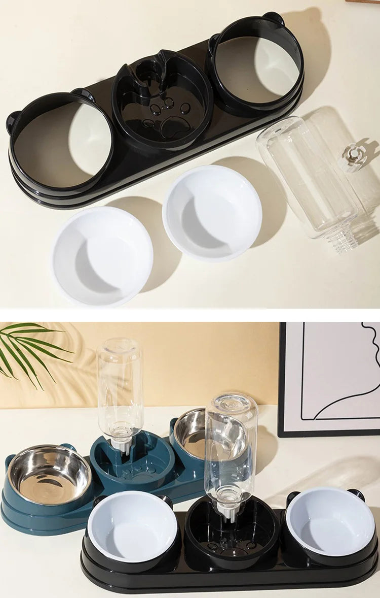 3 in 1 Cat Feeder for Cats Small Dogs 15 Degrees Raised Cat Bowls Cat bowl Automatic Cat Water Bottle Pet Supplies