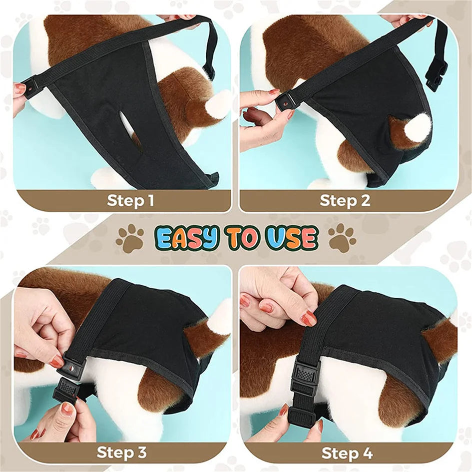 Female Dog Panties Adjustable Pet in Heat Menstrual Sanitary Physiological Pants Reusable Diapers for Small Medium Large Dogs