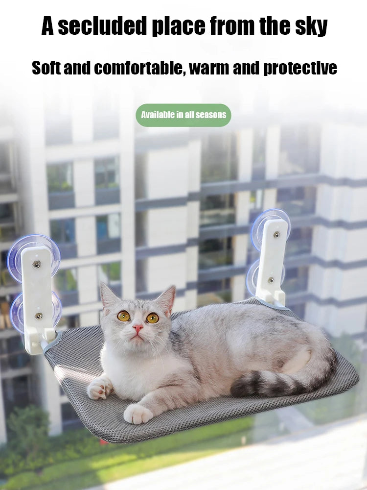 Assembly free folding cat hammock plush mesh cat window wall jumping platform double suction cup cat hammock