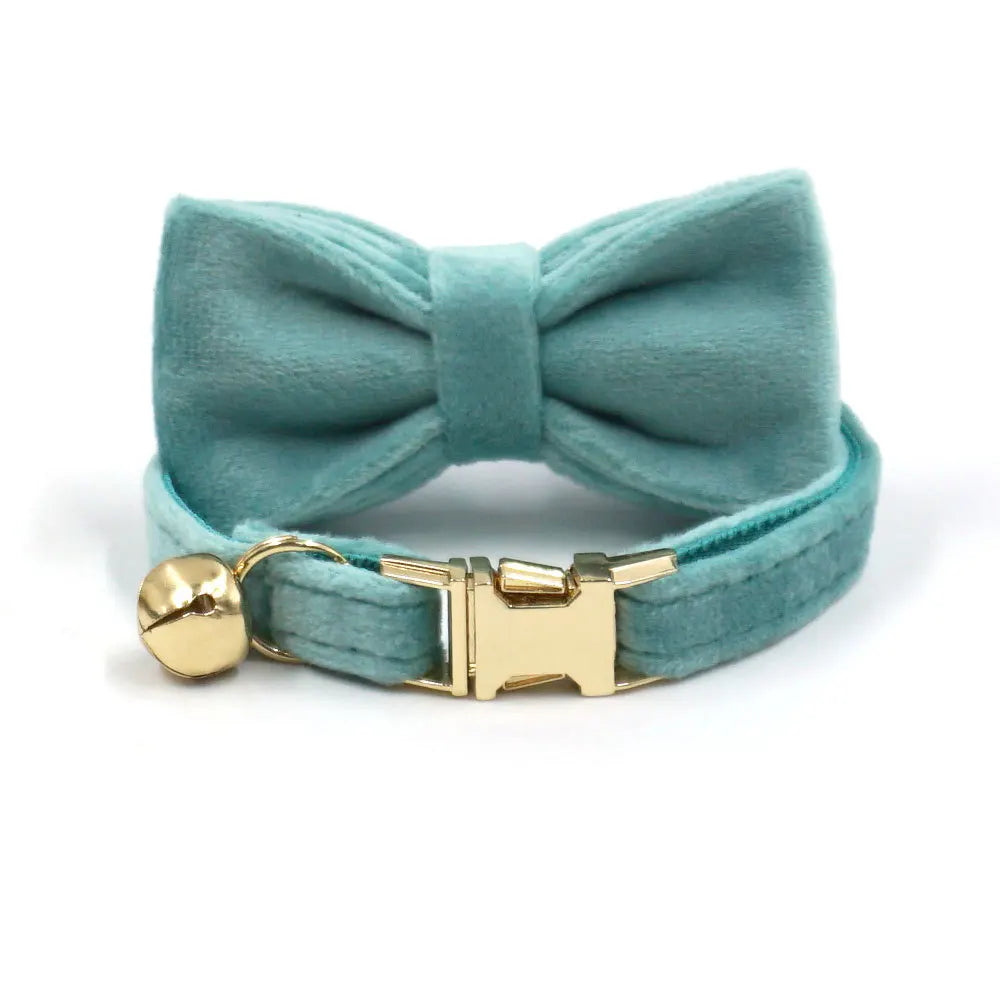 Personalized Cat Collar Velvet ID Engraving Name Tag Collar for Cat Necklace Puppy Kitten Bell Bow tie Custom Small Dog Collar