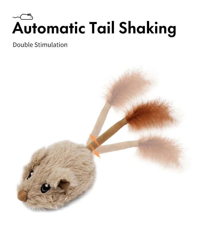 Rechargeable Motion Mouse Cat Toy for Kitten Mouse Sound Moving Mouse Cat Toys Interactive Cat Toy Sound Mouse Cat toy