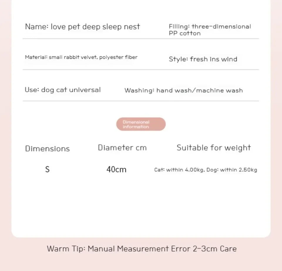 40CM Flower Soft Cat Bed Comfortable Sleep Pet Bed Cat Sleeping Mat Long Plush Dogs Basket Cushion Cat Mat Animals Sleeping Sofa