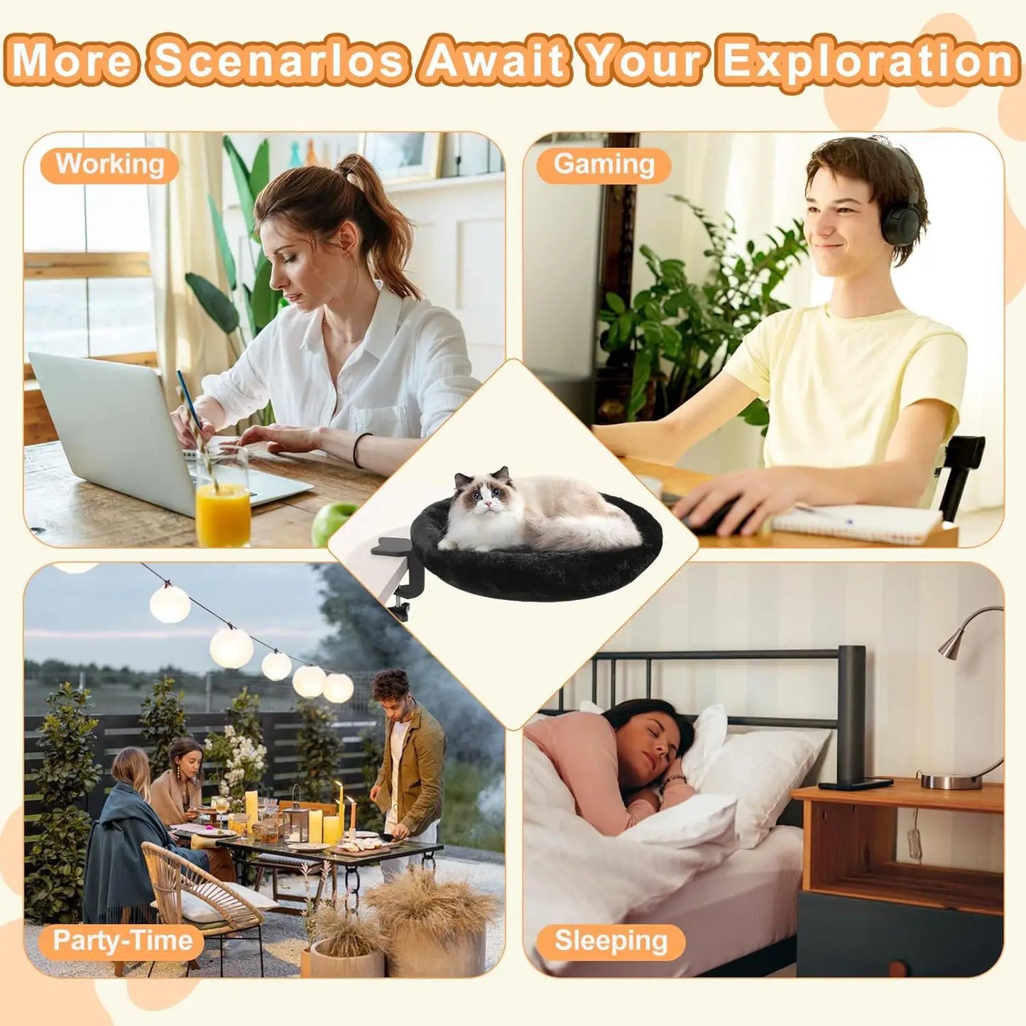 Big Size Portable Suspended Cat Bed Office Desk Hammock Cat Mat Hamac Pour Chat Cozy Pet Accessories for Feline Comfort