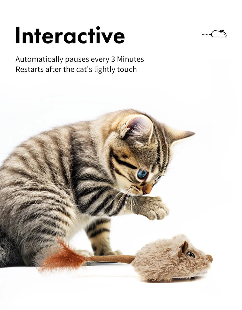 Rechargeable Motion Mouse Cat Toy for Kitten Mouse Sound Moving Mouse Cat Toys Interactive Cat Toy Sound Mouse Cat toy