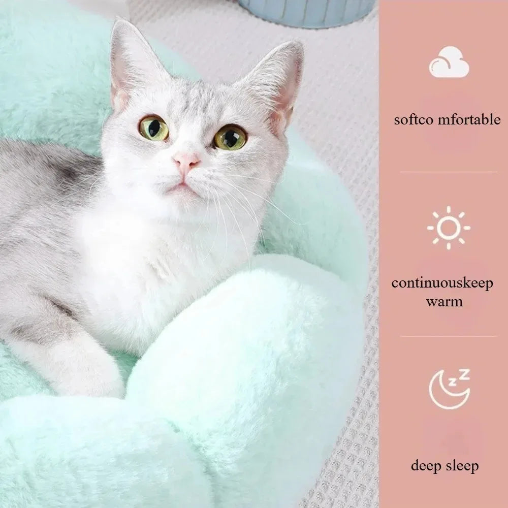 40CM Flower Soft Cat Bed Comfortable Sleep Pet Bed Cat Sleeping Mat Long Plush Dogs Basket Cushion Cat Mat Animals Sleeping Sofa