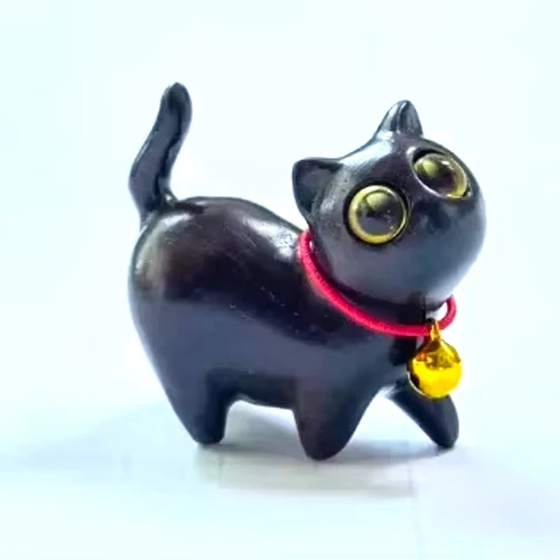 Cute Small Wooden Cats Figurine Handmade Carving Cats Home Decoration Figurine Gift Cats Accessories Decoration Crafts Figurines