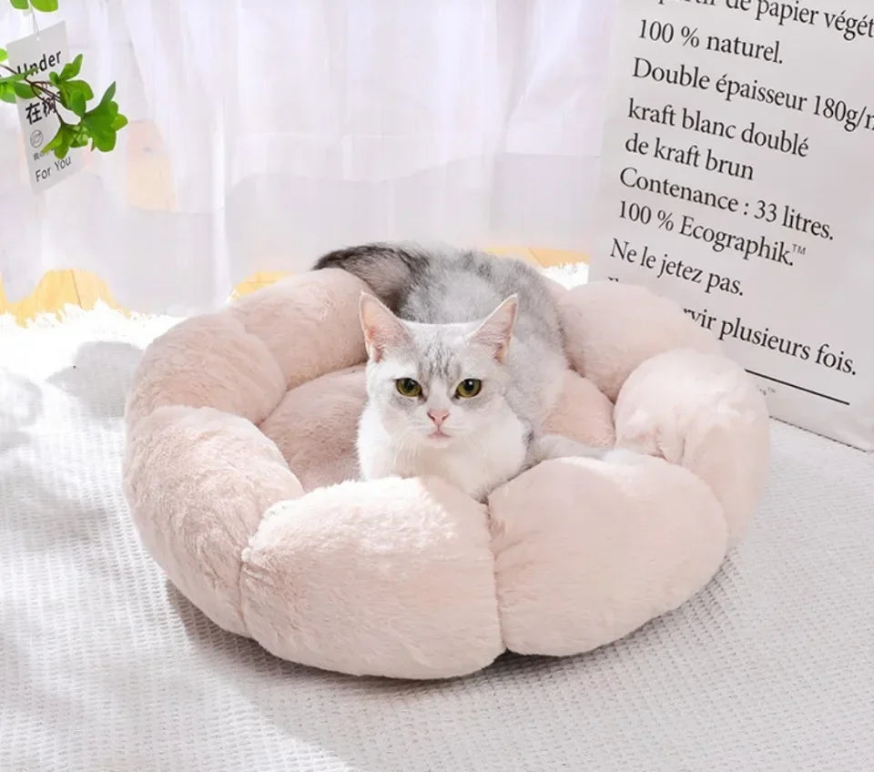 40CM Flower Soft Cat Bed Comfortable Sleep Pet Bed Cat Sleeping Mat Long Plush Dogs Basket Cushion Cat Mat Animals Sleeping Sofa