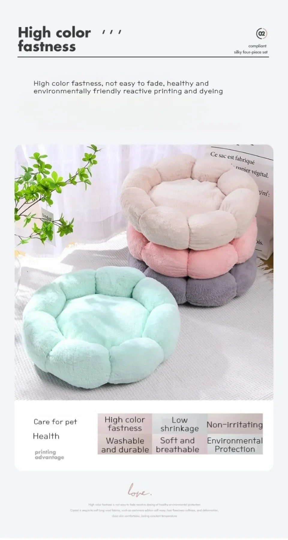 40CM Flower Soft Cat Bed Comfortable Sleep Pet Bed Cat Sleeping Mat Long Plush Dogs Basket Cushion Cat Mat Animals Sleeping Sofa