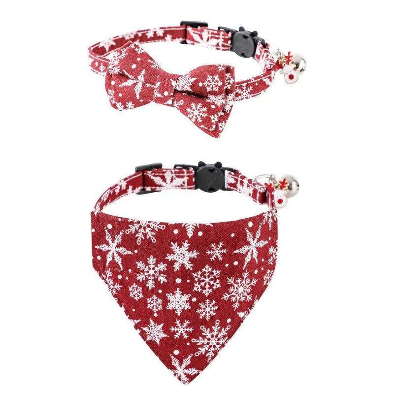 TONG Christmas Cat Collars with Bandana Bell Cat Bandana Collar with Removable Scarf Cat Christmas Collar for Cats