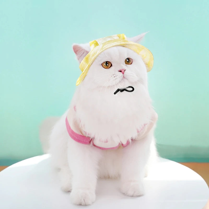 Pet Dogs Bucket Hat with Ear Holes Sunproof Baseball for Large Medium Small Dogs Summer Dog Sun Hat Outdoor Hiking Accessories