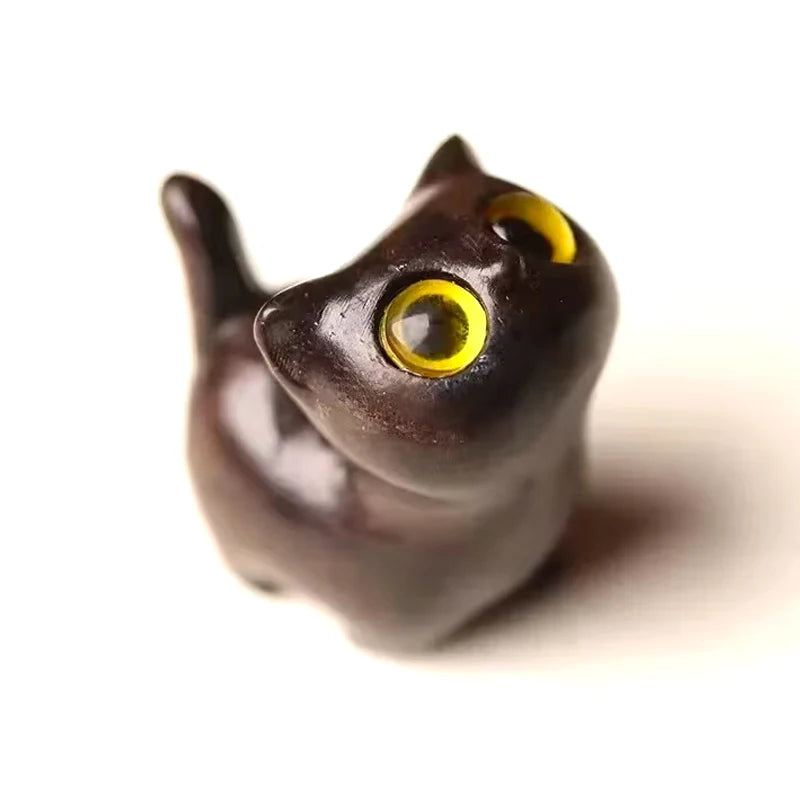 Cute Small Wooden Cats Figurine Handmade Carving Cats Home Decoration Figurine Gift Cats Accessories Decoration Crafts Figurines