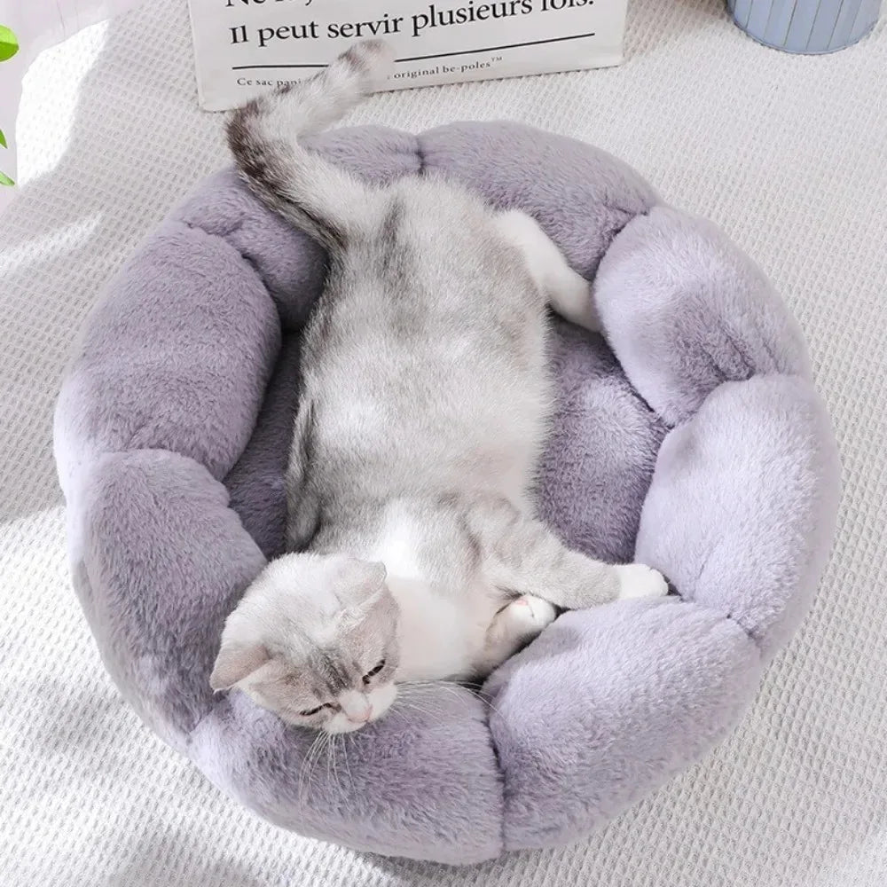 40CM Flower Soft Cat Bed Comfortable Sleep Pet Bed Cat Sleeping Mat Long Plush Dogs Basket Cushion Cat Mat Animals Sleeping Sofa