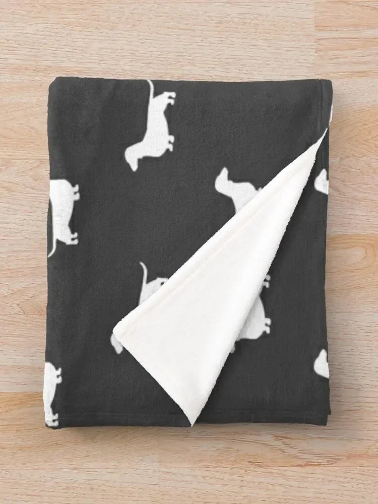 Dachshund Silhouette(s) | Wiener Dog | Smooth Coated Doxie Throw Blanket Warm Vintage blankets ands Blankets