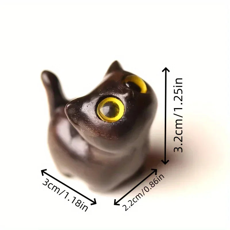 Cute Small Wooden Cats Figurine Handmade Carving Cats Home Decoration Figurine Gift Cats Accessories Decoration Crafts Figurines