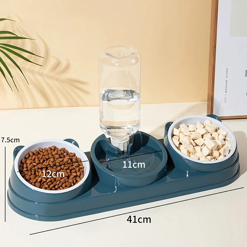 3 in 1 Cat Feeder for Cats Small Dogs 15 Degrees Raised Cat Bowls Cat bowl Automatic Cat Water Bottle Pet Supplies