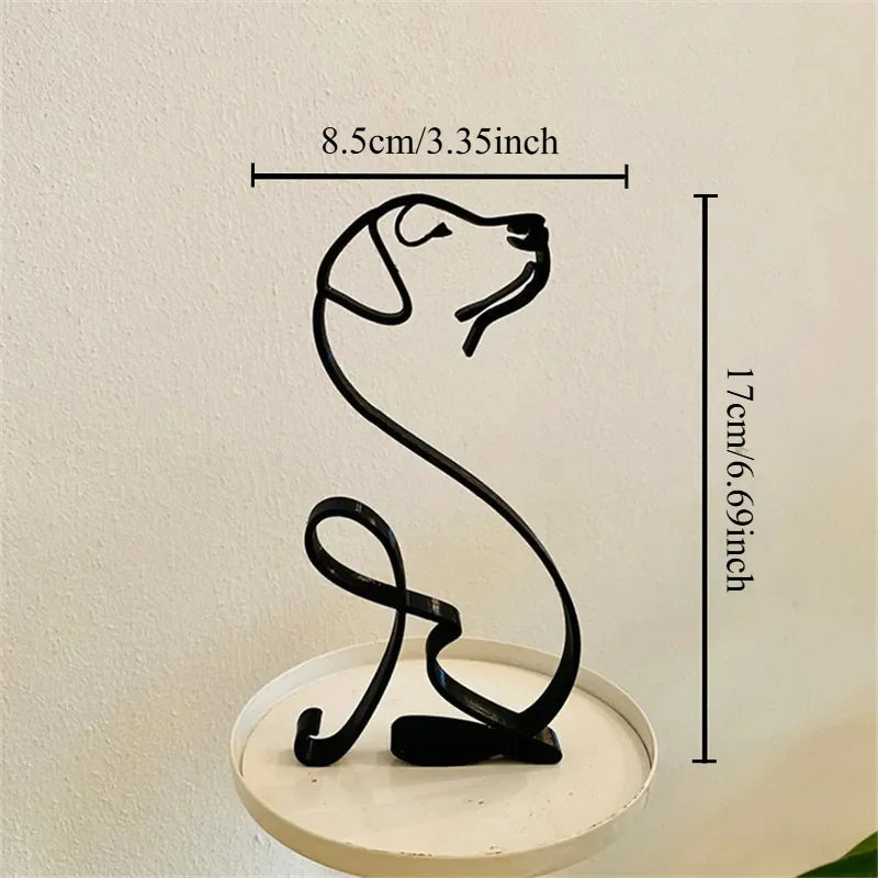 Dog Art Sculpture Metal Dog Abstract Minimalist Art Iron Figurines Office Desktop Accessories For Home Decoration Cute Miniature