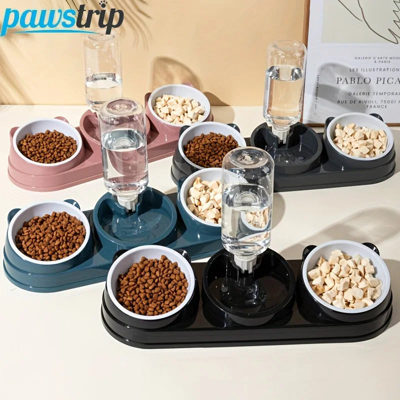 3 in 1 Cat Feeder for Cats Small Dogs 15 Degrees Raised Cat Bowls Cat bowl Automatic Cat Water Bottle Pet Supplies