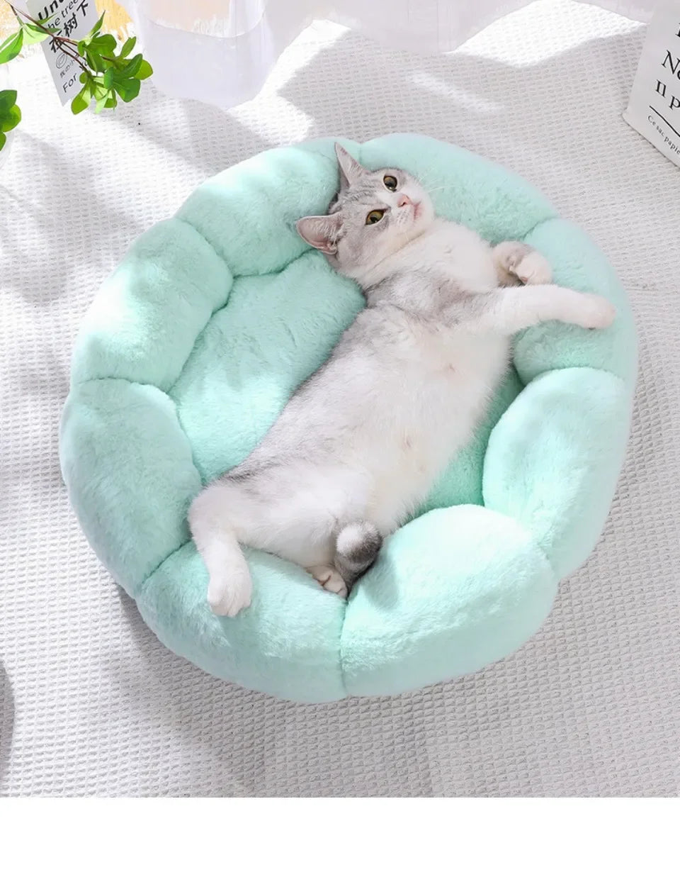 40CM Flower Soft Cat Bed Comfortable Sleep Pet Bed Cat Sleeping Mat Long Plush Dogs Basket Cushion Cat Mat Animals Sleeping Sofa