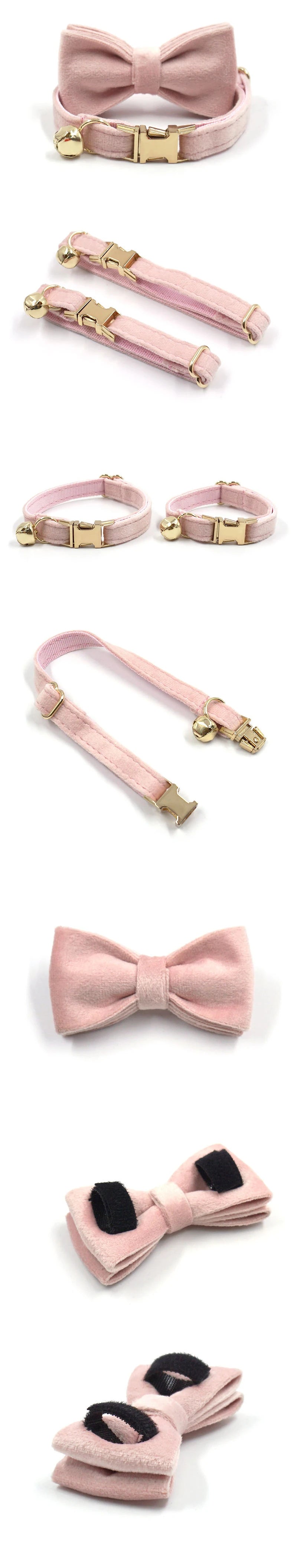 Personalized Cat Collar Velvet ID Engraving Name Tag Collar for Cat Necklace Puppy Kitten Bell Bow tie Custom Small Dog Collar