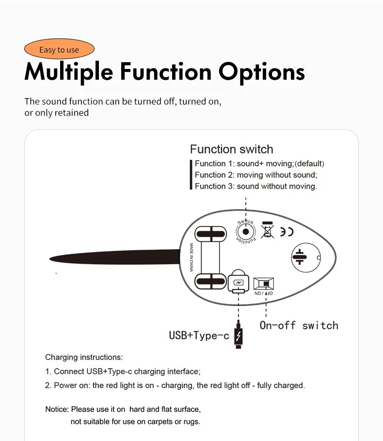 Rechargeable Motion Mouse Cat Toy for Kitten Mouse Sound Moving Mouse Cat Toys Interactive Cat Toy Sound Mouse Cat toy