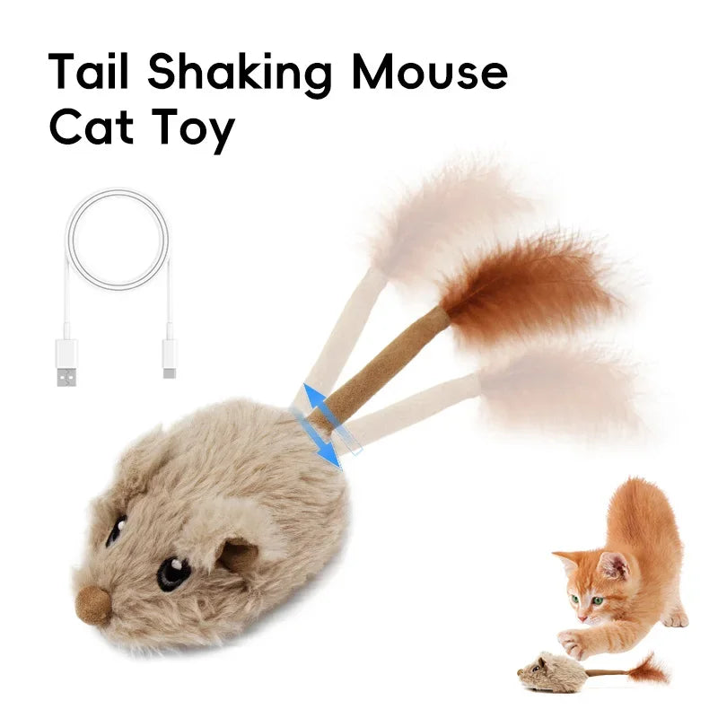 Rechargeable Motion Mouse Cat Toy for Kitten Mouse Sound Moving Mouse Cat Toys Interactive Cat Toy Sound Mouse Cat toy