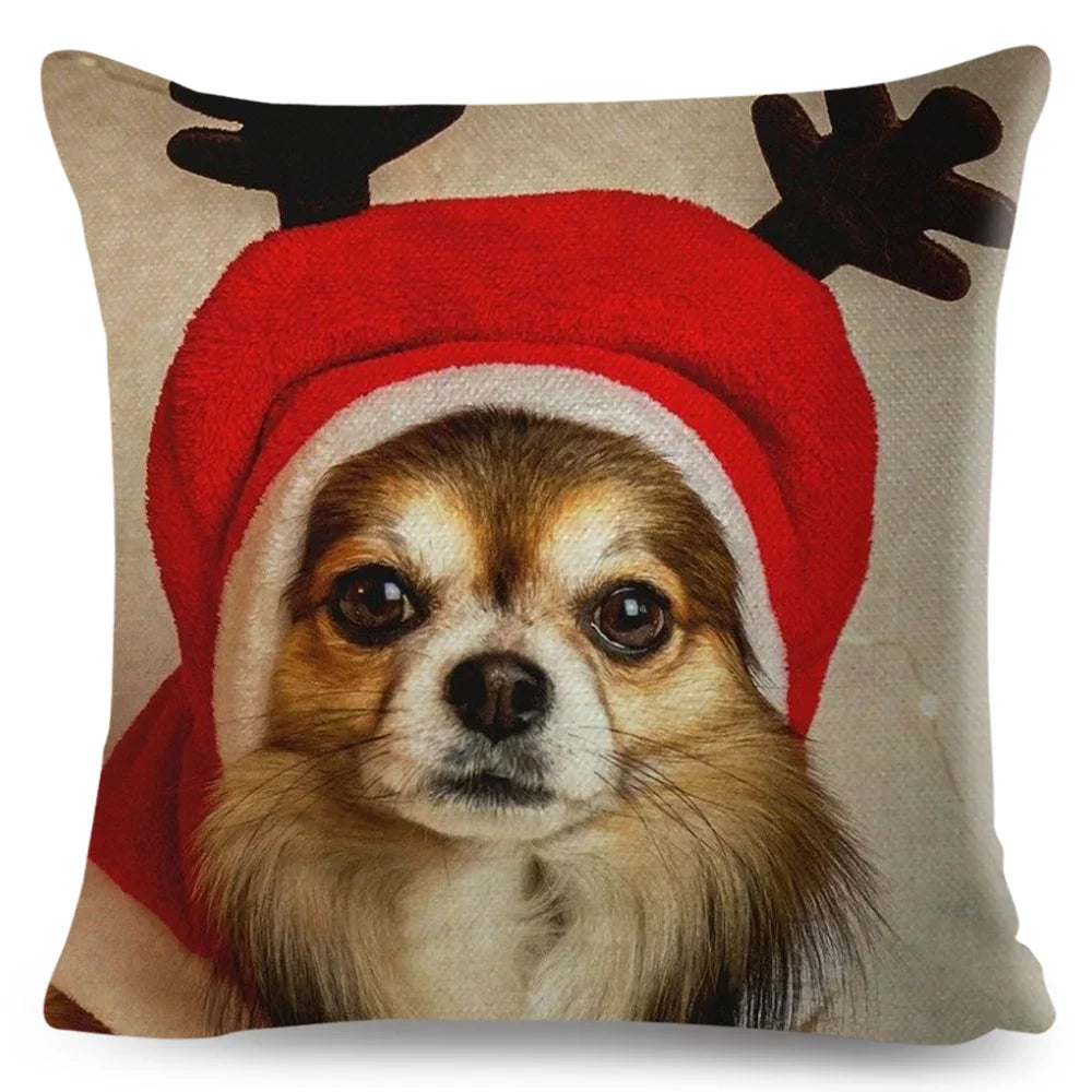 Cute Little Dog Chihuahua Cushion Cover Decor Lovely Pet Animal Pillowcase Polyester Throw Pillow Case for Sofa Home Car 45x45cm