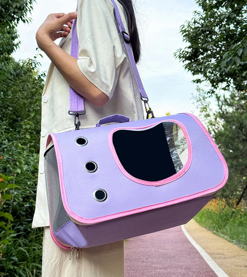Portable Pet Carrier Bag for Small Dogs Cats Outdoor Foldable Cat Bag Breathable Cat Shoulder Bag Kitten Carrying Bag