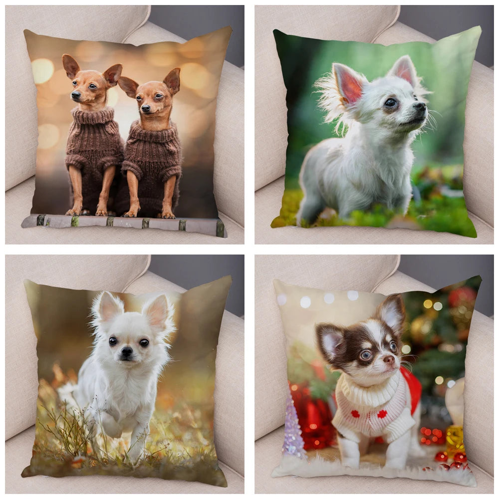 Cute Puppy Chihuahua Pillowcase Cushion Cover Car Sofa Home  Pet Animal  Decoration