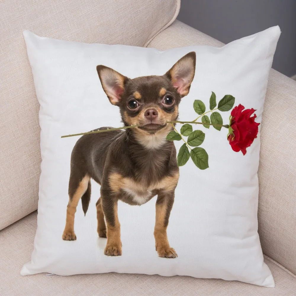 Cute Puppy Chihuahua Pillowcase Cushion Cover Car Sofa Home  Pet Animal  Decoration