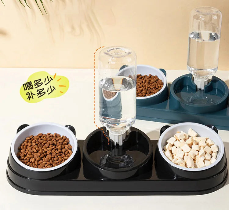 3 in 1 Cat Feeder for Cats Small Dogs 15 Degrees Raised Cat Bowls Cat bowl Automatic Cat Water Bottle Pet Supplies