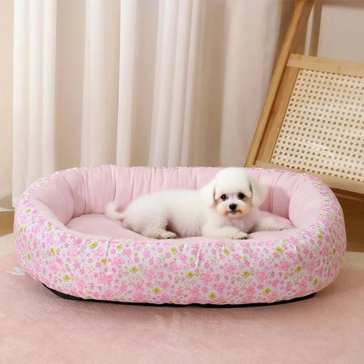 All Seaasons Dog Bed for French Bulldog Chihuahua Four Color Soft Cat Bed Flower Dog Pad Sleeping Kitty Pad Cute Pet Bed for Dog