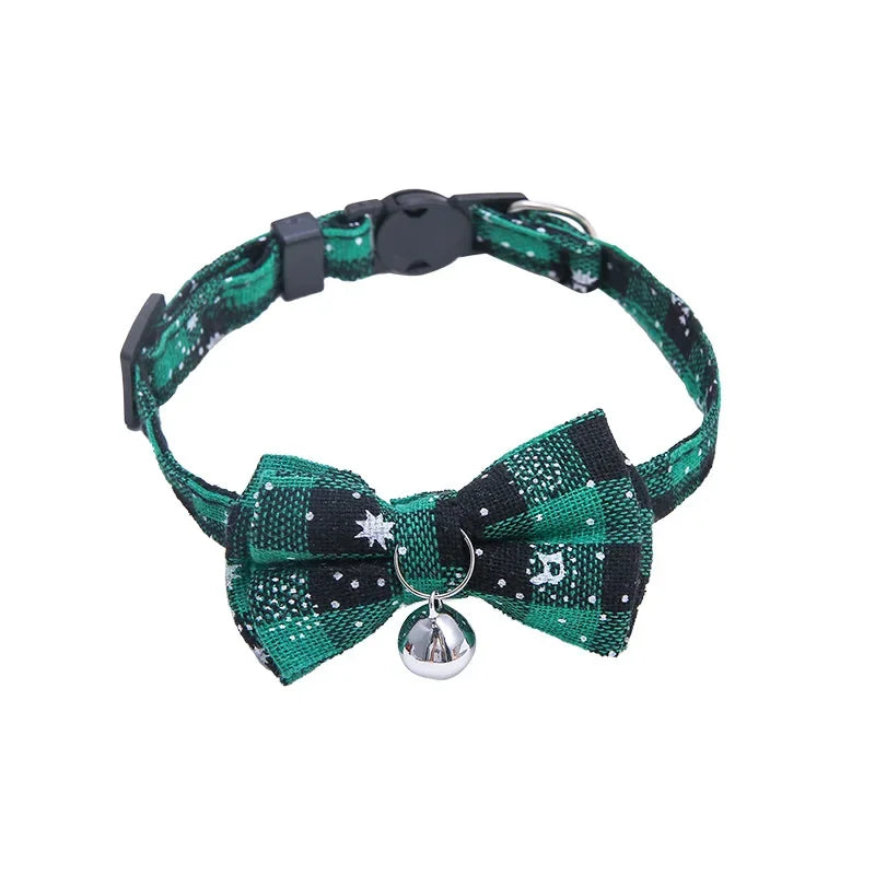 Cat Collar Breakaway with Cute Bow Tie and Bell  Adjustable & Removable Plaid Dog Collar for Cats Kitty Kitten Small Medium Dogs