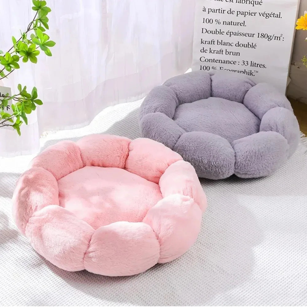 40CM Flower Soft Cat Bed Comfortable Sleep Pet Bed Cat Sleeping Mat Long Plush Dogs Basket Cushion Cat Mat Animals Sleeping Sofa